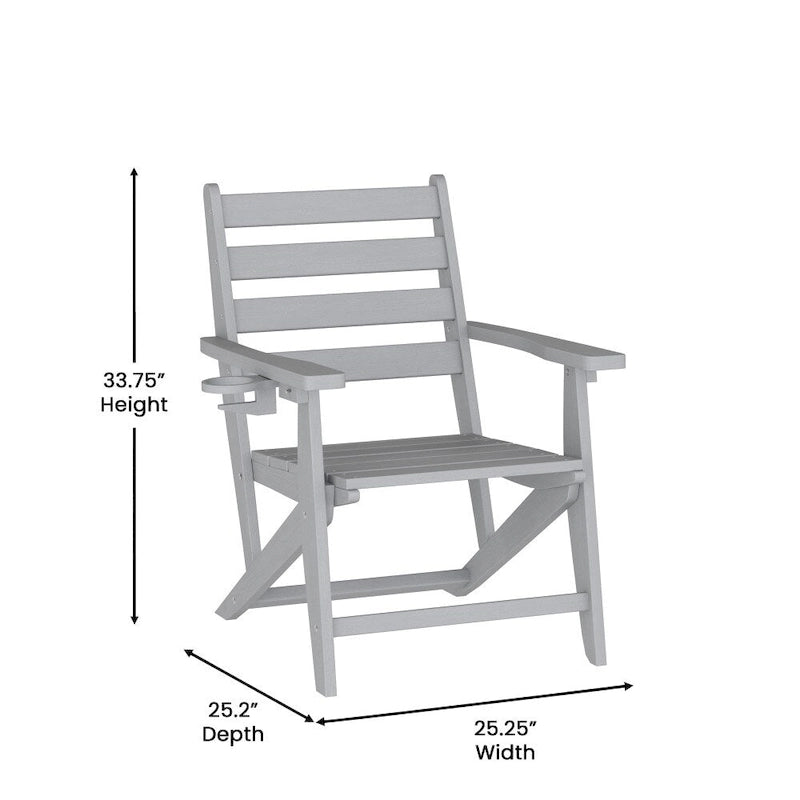 Tavolo commerciale Adirondack per tutte le stagioni e 6 sedie con portabicchieri