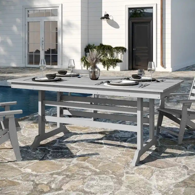 Tavolo commerciale Adirondack per tutte le stagioni e 6 sedie con portabicchieri