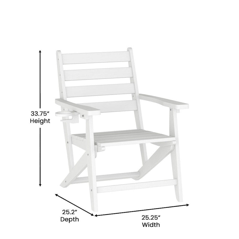 Tavolo commerciale Adirondack per tutte le stagioni e 6 sedie con portabicchieri
