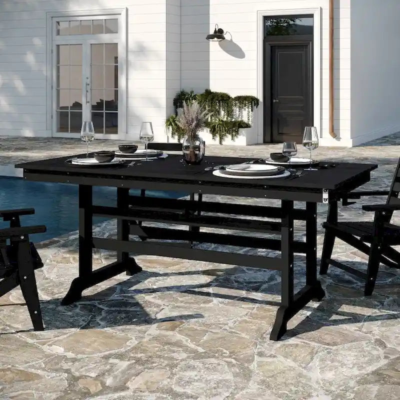 Tavolo commerciale Adirondack per tutte le stagioni e 6 sedie con portabicchieri