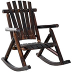 Sedia a dondolo da esterno in legno Outsunny, sedia a dondolo rustica Adirondack