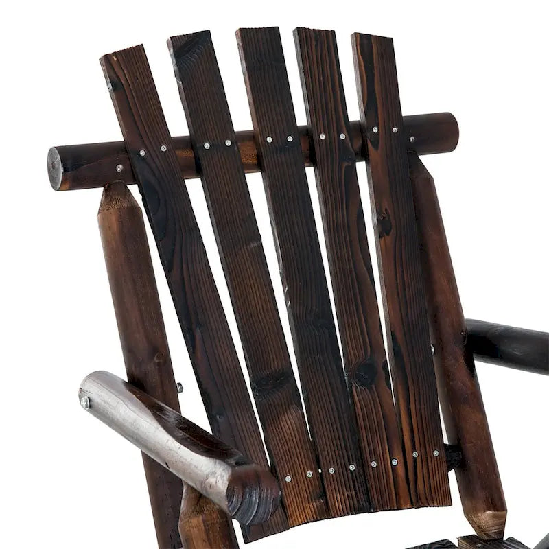 Sedia a dondolo da esterno in legno Outsunny, sedia a dondolo rustica Adirondack