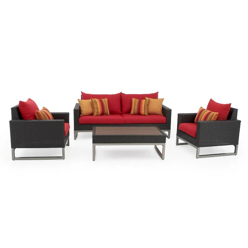Set da salotto da esterno a 4 pezzi Milo Espresso Sunbrella
