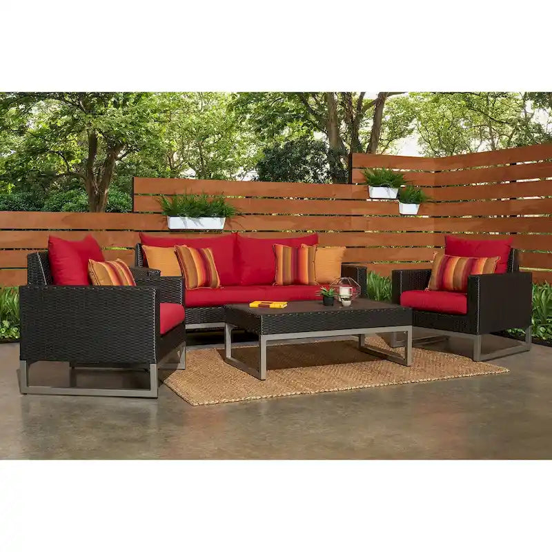 Set da salotto da esterno a 4 pezzi Milo Espresso Sunbrella