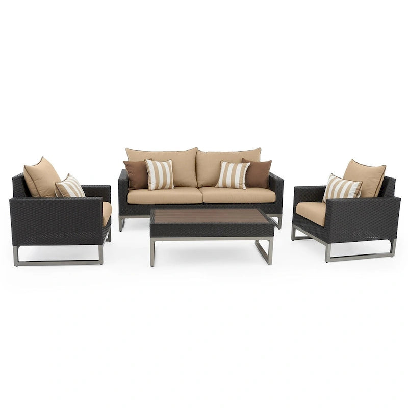 Set da salotto da esterno a 4 pezzi Milo Espresso Sunbrella