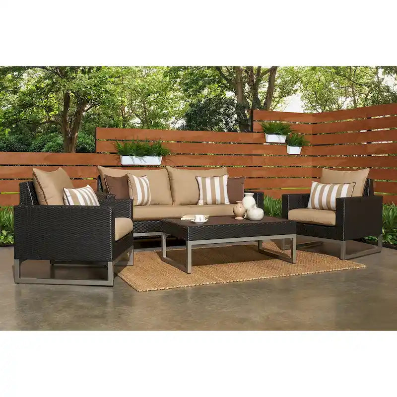 Set da salotto da esterno a 4 pezzi Milo Espresso Sunbrella