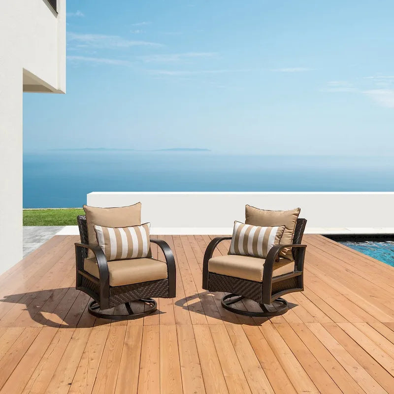 Poltrone da esterni Barcelo in Sunbrella con movimento, set da 2 pezzi