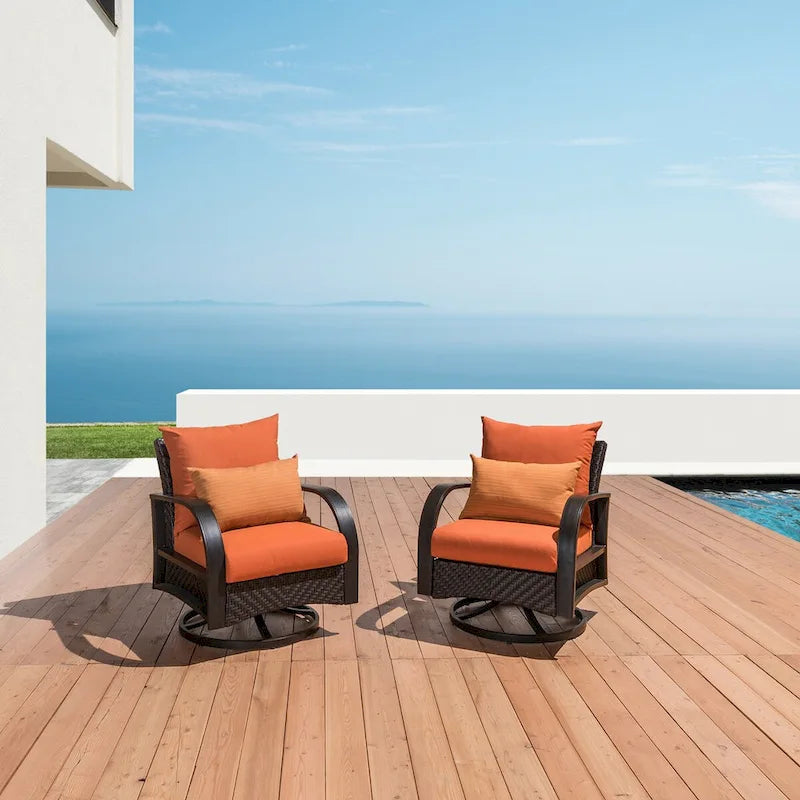 Poltrone da esterni Barcelo in Sunbrella con movimento, set da 2 pezzi