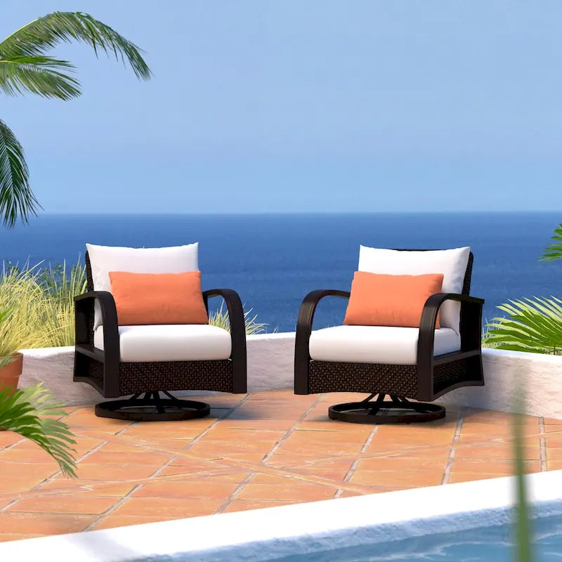 Poltrone da esterni Barcelo in Sunbrella con movimento, set da 2 pezzi