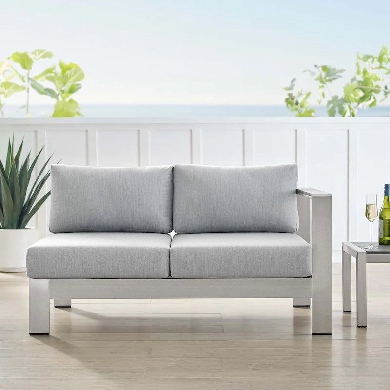 Divanetto da esterni con bracciolo destro Shore Sunbrella Fabric in alluminio