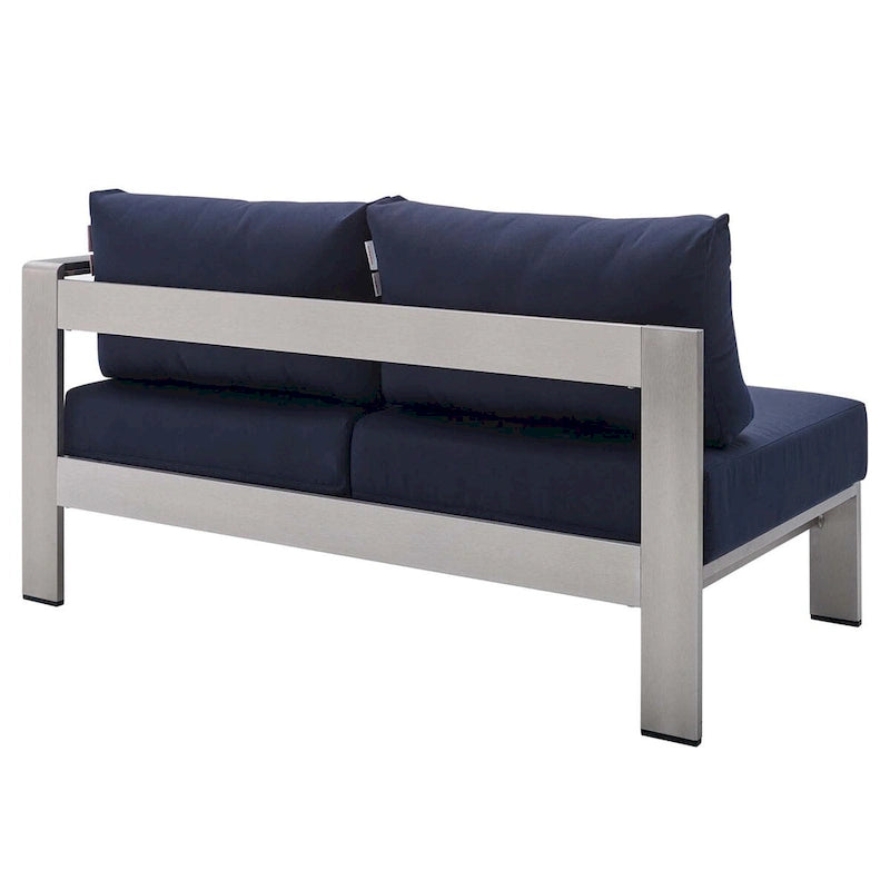 Divanetto da esterni con bracciolo destro Shore Sunbrella Fabric in alluminio