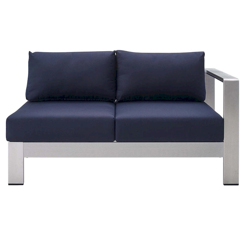 Divanetto da esterni con bracciolo destro Shore Sunbrella Fabric in alluminio