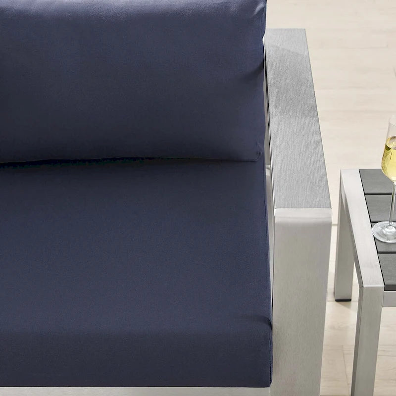 Divanetto da esterni con bracciolo destro Shore Sunbrella Fabric in alluminio