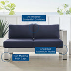 Divanetto da esterni con bracciolo destro Shore Sunbrella Fabric in alluminio