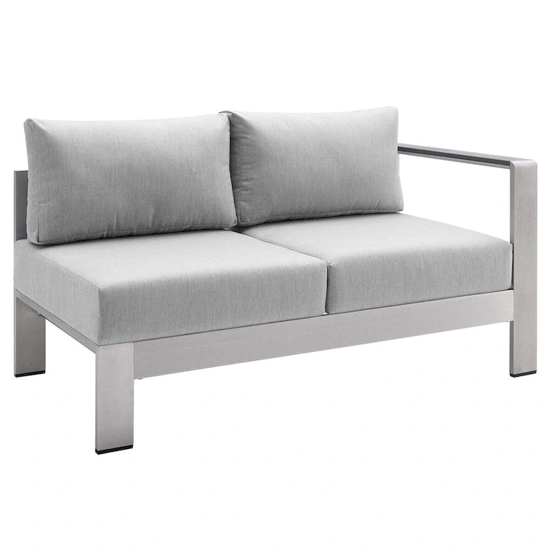 Divanetto da esterni con bracciolo destro Shore Sunbrella Fabric in alluminio