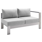 Divanetto da esterni con bracciolo destro Shore Sunbrella Fabric in alluminio