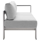 Divanetto da esterni con bracciolo destro Shore Sunbrella Fabric in alluminio