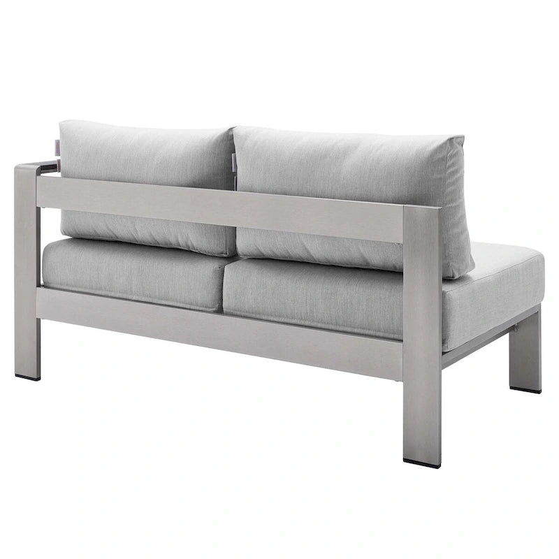 Divanetto da esterni con bracciolo destro Shore Sunbrella Fabric in alluminio