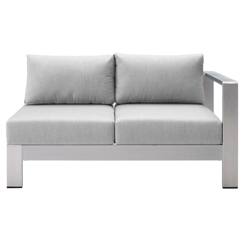 Divanetto da esterni con bracciolo destro Shore Sunbrella Fabric in alluminio