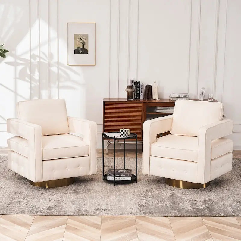 Swivel Barrel Chair for Living Room,360 Degree Swivel Club Modern Accent Single Sofa Chair(set of 2)