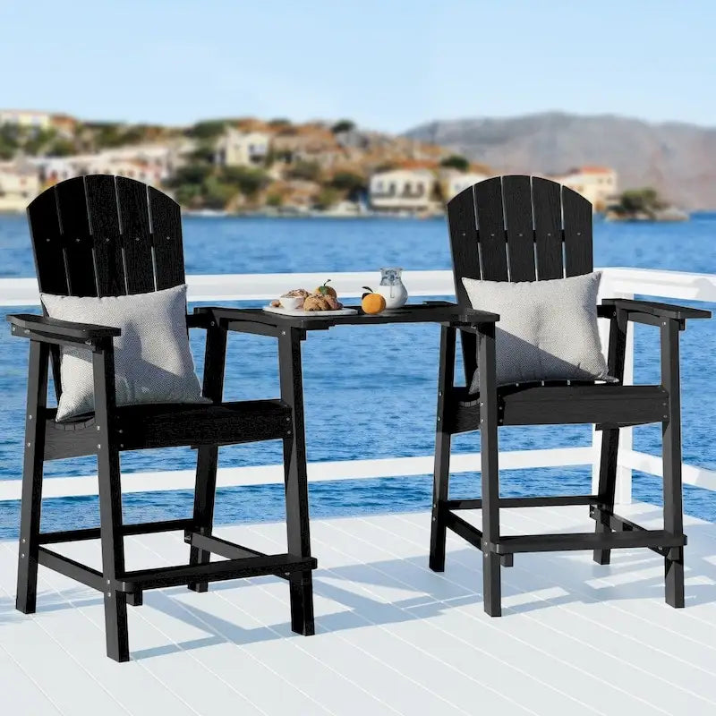 WINSOON Tall Adirondack Chair Piece of 3, Balcony Chair with Connecting Table