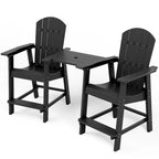 WINSOON Lot de 3 chaises Adirondack hautes, chaises de balcon avec table d'appoint connectée