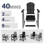 WINSOON Lot de 3 chaises Adirondack hautes, chaises de balcon avec table d'appoint connectée