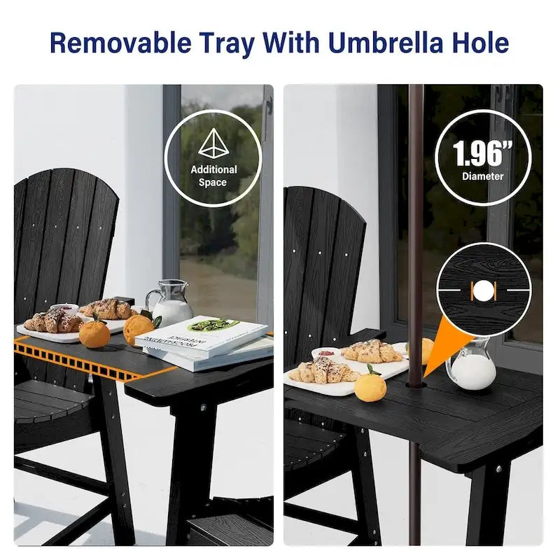 WINSOON Lot de 3 chaises Adirondack hautes, chaises de balcon avec table d'appoint connectée