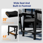 WINSOON Lot de 3 chaises Adirondack hautes, chaises de balcon avec table d'appoint connectée