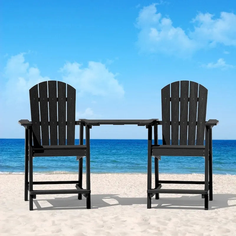 WINSOON Lot de 3 chaises Adirondack hautes, chaises de balcon avec table d'appoint connectée