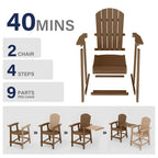 WINSOON Lot de 3 chaises Adirondack hautes, chaises de balcon avec table d'appoint connectée
