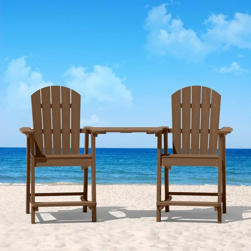 WINSOON Lot de 3 chaises Adirondack hautes, chaises de balcon avec table d'appoint connectée