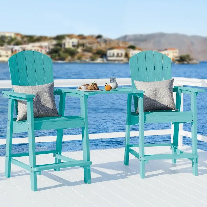 WINSOON Lot de 3 chaises Adirondack hautes, chaises de balcon avec table d'appoint connectée