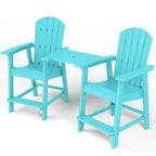 WINSOON Lot de 3 chaises Adirondack hautes, chaises de balcon avec table d'appoint connectée