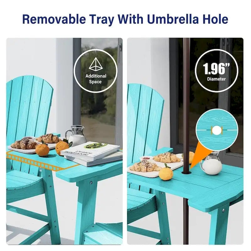WINSOON Lot de 3 chaises Adirondack hautes, chaises de balcon avec table d'appoint connectée