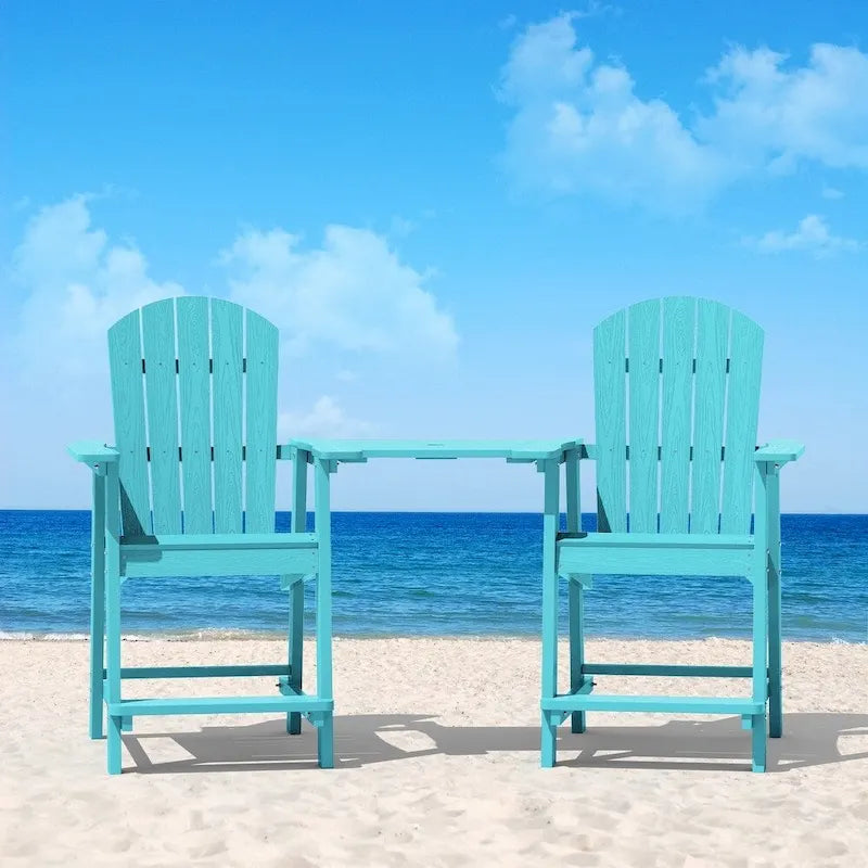 WINSOON Lot de 3 chaises Adirondack hautes, chaises de balcon avec table d'appoint connectée