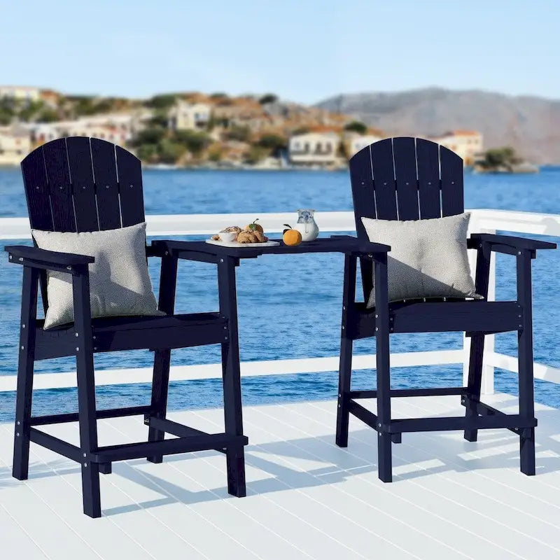 WINSOON Lot de 3 chaises Adirondack hautes, chaises de balcon avec table d'appoint connectée