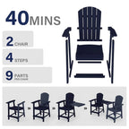 WINSOON Lot de 3 chaises Adirondack hautes, chaises de balcon avec table d'appoint connectée