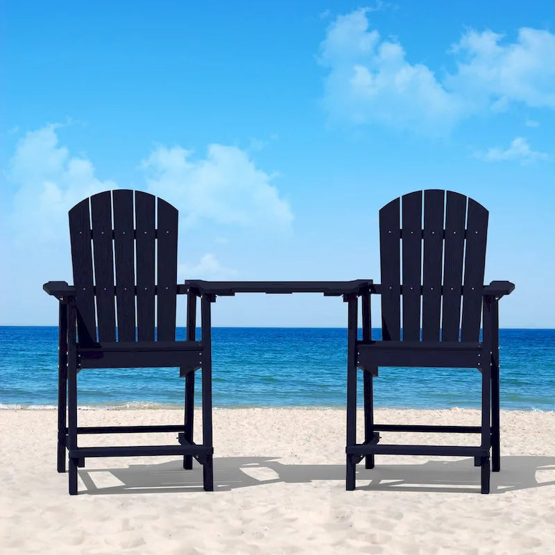 WINSOON Lot de 3 chaises Adirondack hautes, chaises de balcon avec table d'appoint connectée