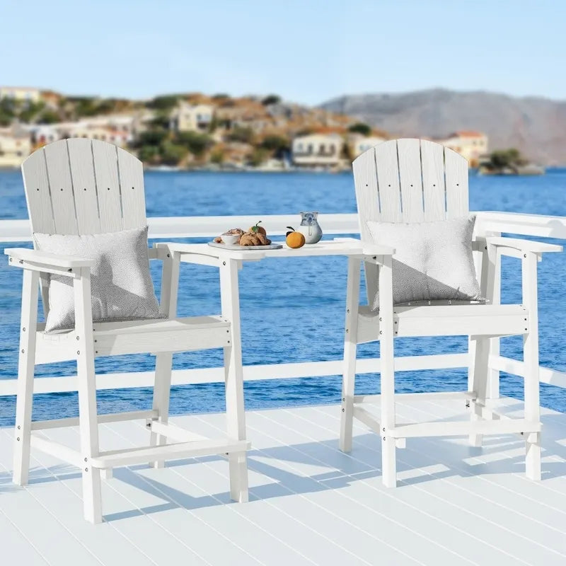 WINSOON Lot de 3 chaises Adirondack hautes, chaises de balcon avec table d'appoint connectée