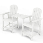 WINSOON Lot de 3 chaises Adirondack hautes, chaises de balcon avec table d'appoint connectée