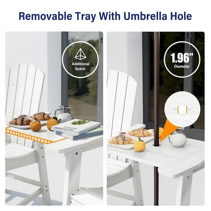 WINSOON Lot de 3 chaises Adirondack hautes, chaises de balcon avec table d'appoint connectée