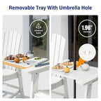 WINSOON Lot de 3 chaises Adirondack hautes, chaises de balcon avec table d'appoint connectée