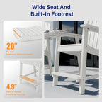 WINSOON Lot de 3 chaises Adirondack hautes, chaises de balcon avec table d'appoint connectée