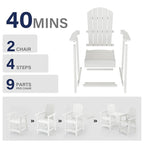 WINSOON Lot de 3 chaises Adirondack hautes, chaises de balcon avec table d'appoint connectée