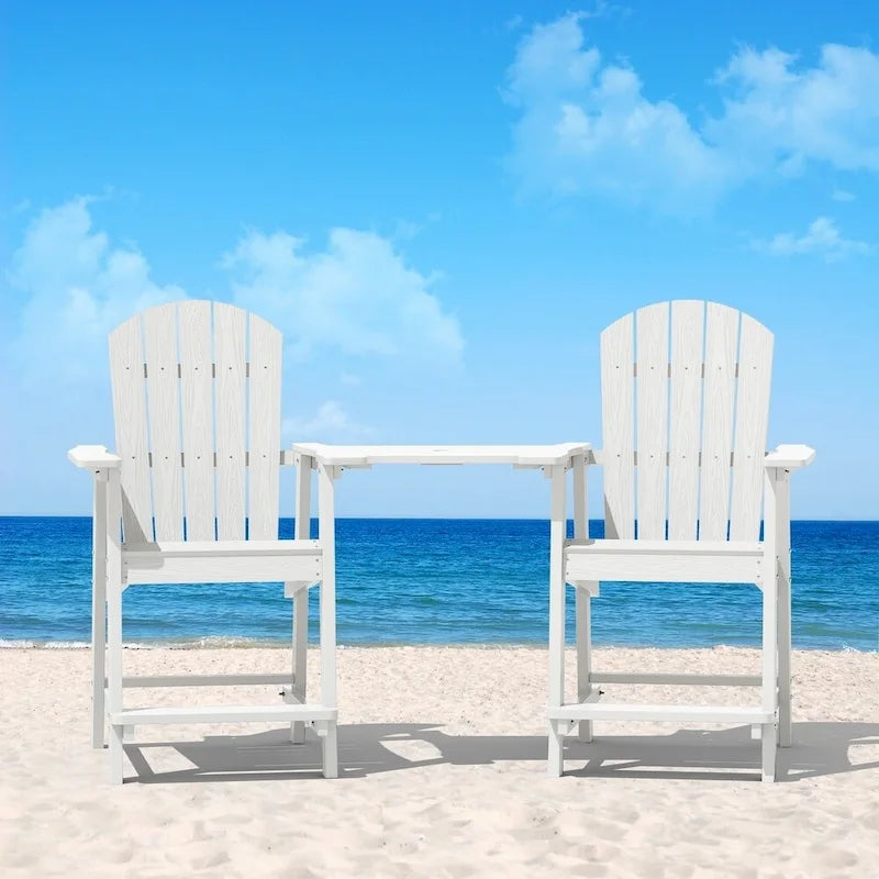 WINSOON Lot de 3 chaises Adirondack hautes, chaises de balcon avec table d'appoint connectée