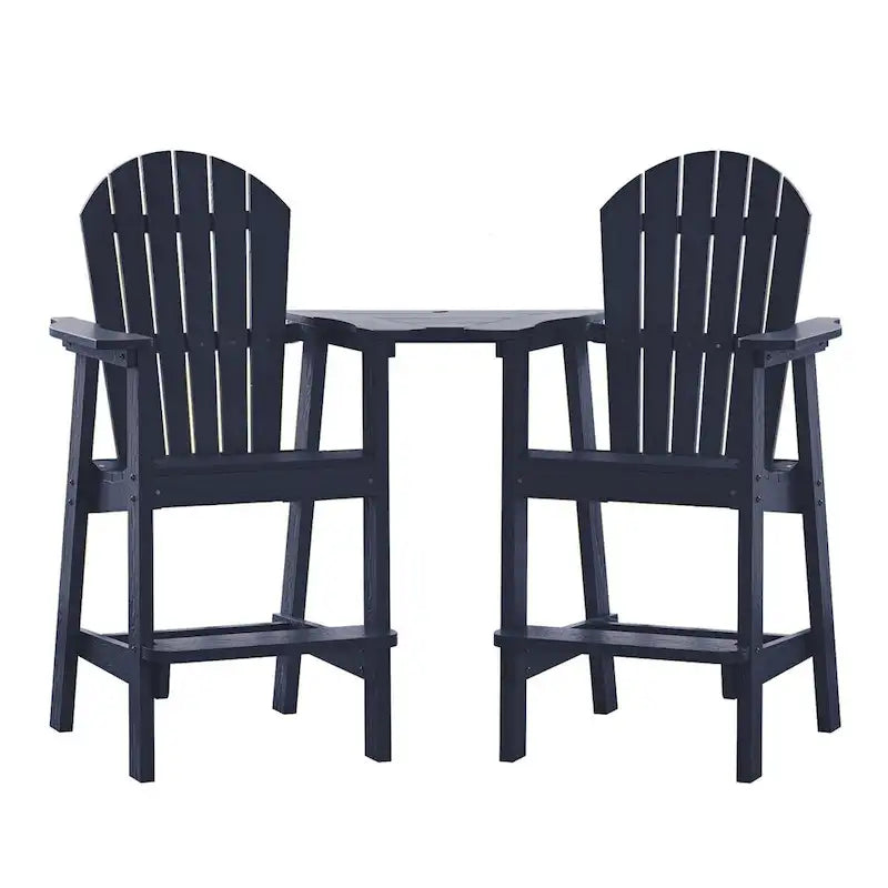 Sgabelli da bar da esterno rustici a 2 pezzi Adirondack con vassoio di collegamento e foro per ombrellone