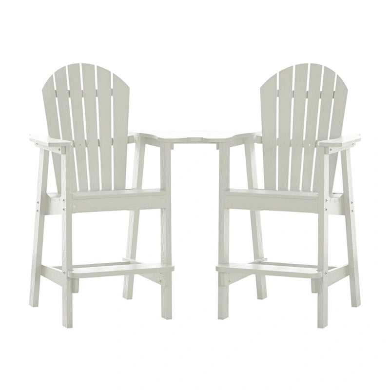 Sgabelli da bar da esterno rustici a 2 pezzi Adirondack con vassoio di collegamento e foro per ombrellone