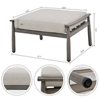 Ensemble de conversation d'extérieur 7 pièces en aluminium, canapé 3 places avec poufs, 2 fauteuils pivotants et table basse