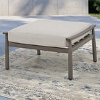 Ensemble de conversation d'extérieur 7 pièces en aluminium, canapé 3 places avec poufs, 2 fauteuils pivotants et table basse